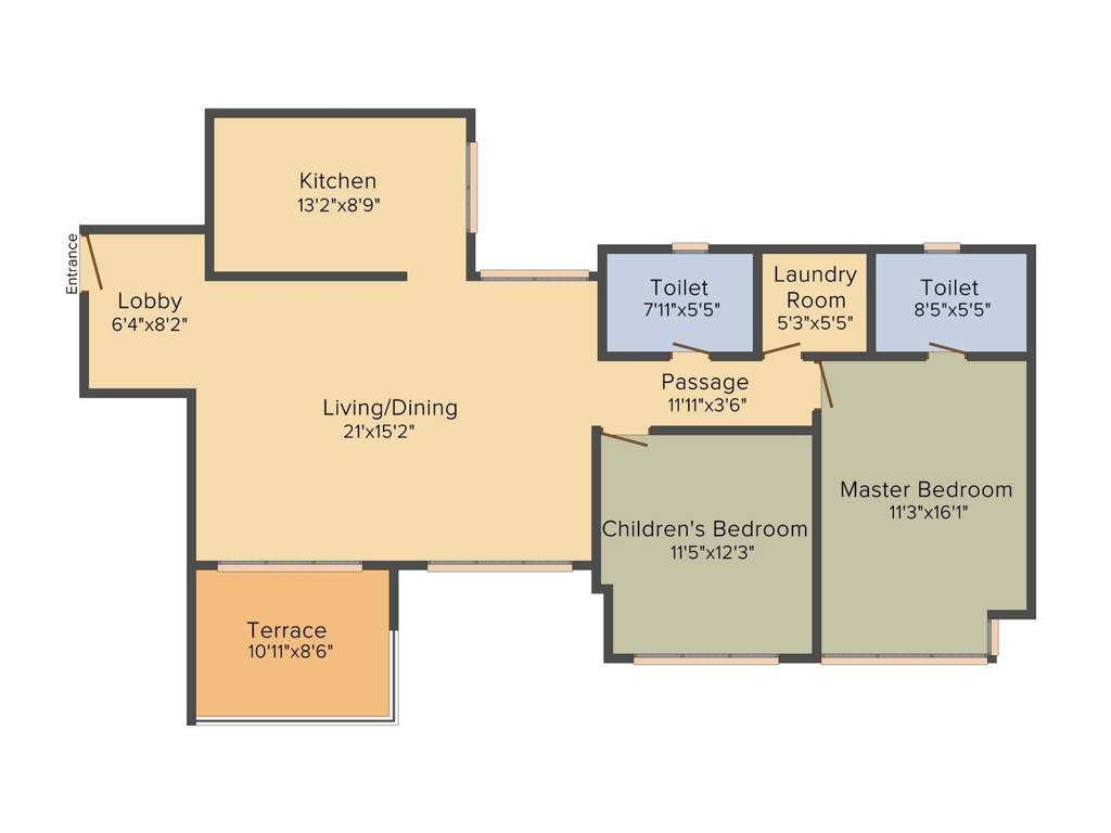 G Corp Group Greens 2BHK+2T (1,290 sq ft)