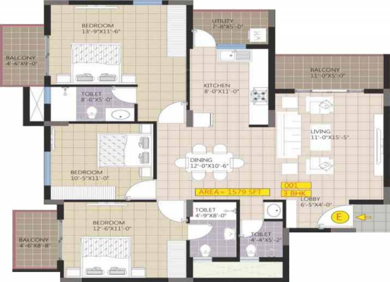 Raja Housing Ritz Avenue (3BHK+3T (1,579 sq ft) 1579 sq ft)