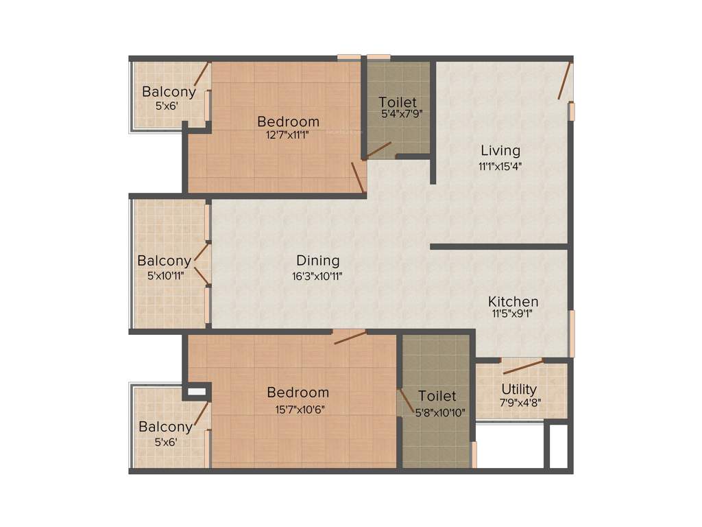 VKC Chourasia Signature (2BHK+2T (1,543 sq ft) 1543 sq ft)