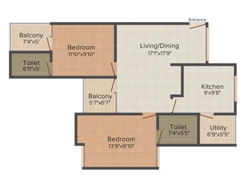 Kristal Opal (2BHK+2T (1,134 sq ft) 1134 sq ft) Kristal Opal (2BHK+2T (1,134 sq ft) 1134 sq ft)