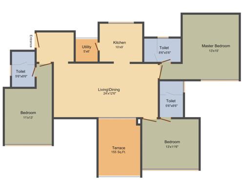 Marvel Fria (3BHK+3T (1,660 sq ft) 1660 sq ft)