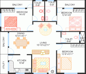 Krishna Parijatha (3BHK+3T (1,450 sq ft) 1450 sq ft) Krishna Parijatha (3BHK+3T (1,450 sq ft) 1450 sq ft)