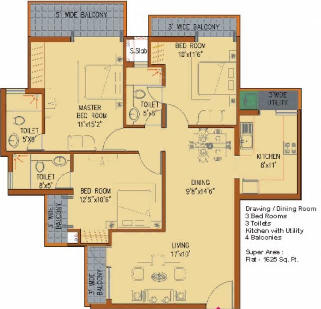 Amrapali Platinum (3BHK+3T (1,625 sq ft) 1625 sq ft)