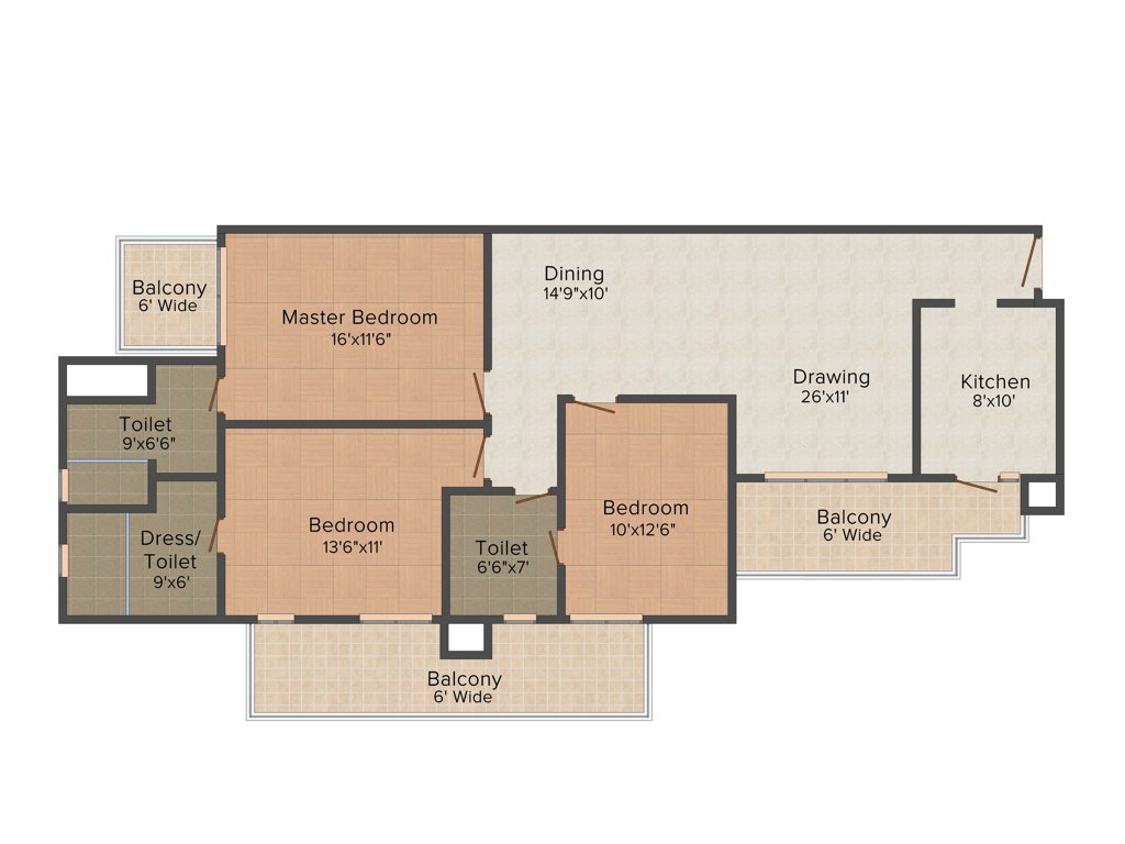 Supertech Araville (3BHK+3T (1,945 sq ft) 1945 sq ft)