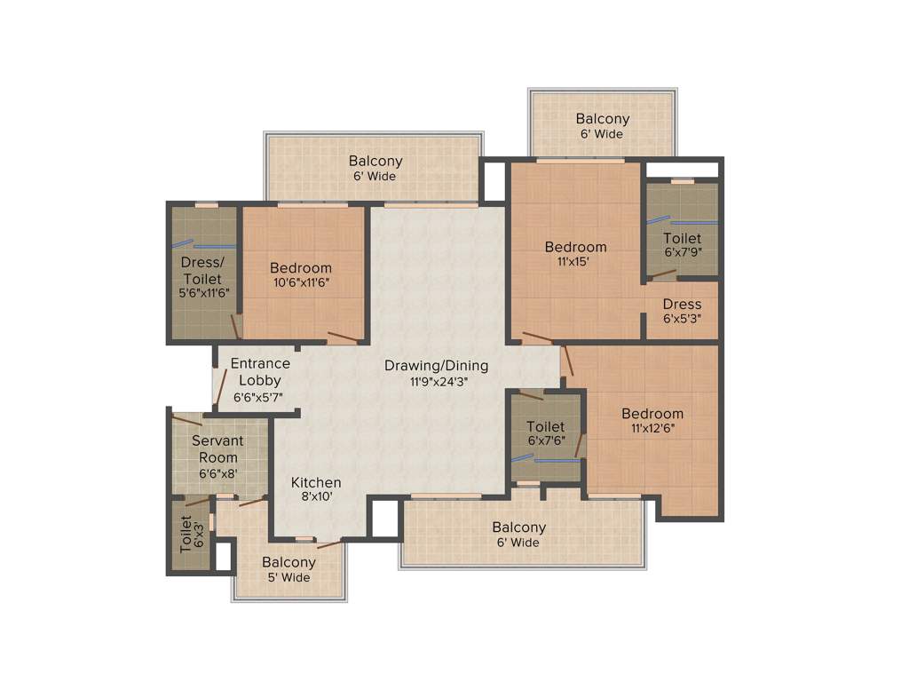 Supertech Araville (3BHK+4T (2,215 sq ft) + Servant Room 2215 sq ft)