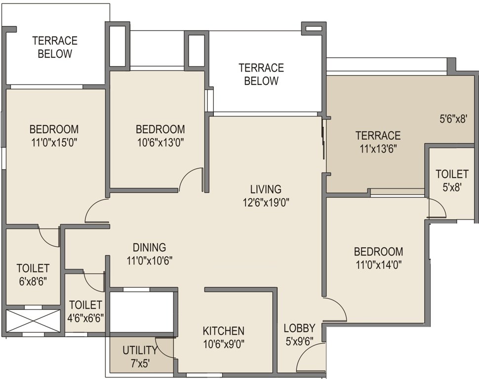 Rohan Tarang (3BHK+3T (1,550 sq ft) 1550 sq ft)