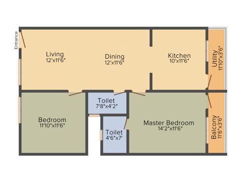 Amigo Sri Sai Vintage (2BHK+2T (1,161 sq ft) 1161 sq ft)