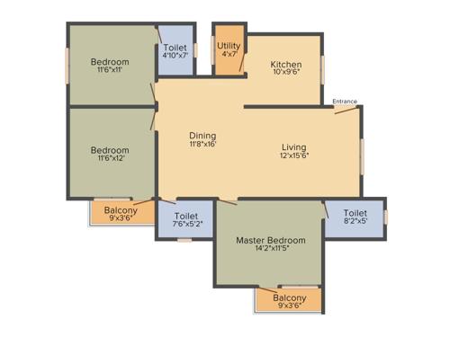 Amigo Sri Sai Vintage (3BHK+3T (1,575 sq ft) 1575 sq ft)