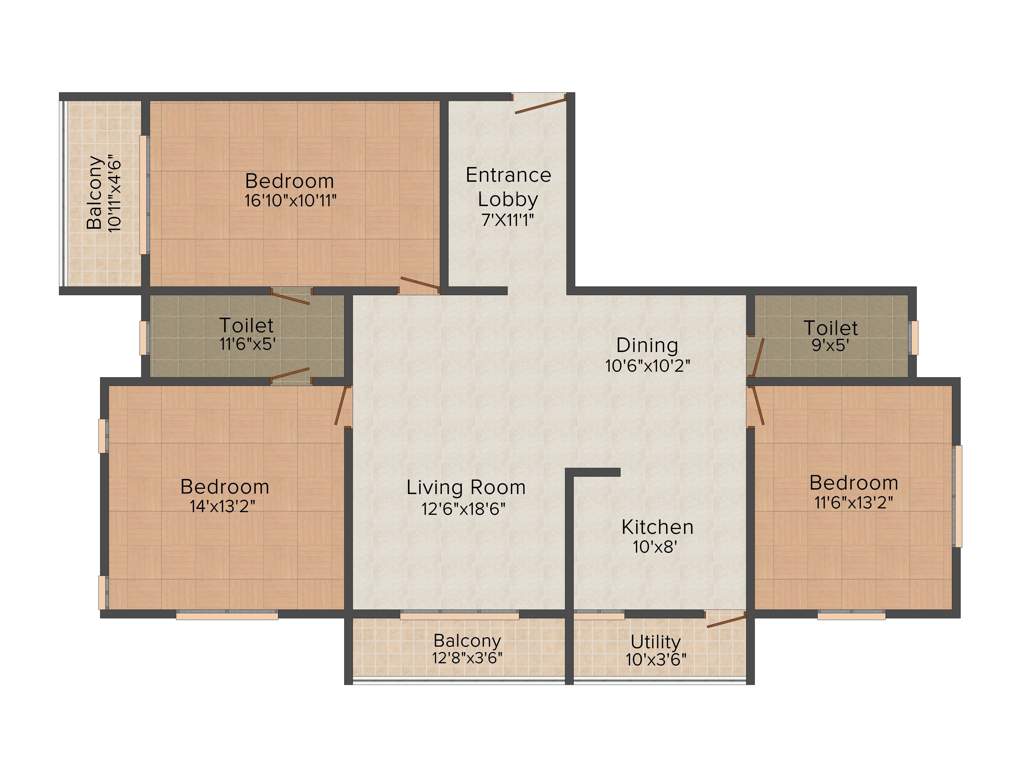 Concorde Livingston (3BHK+2T (1,615 sq ft) 1615 sq ft)