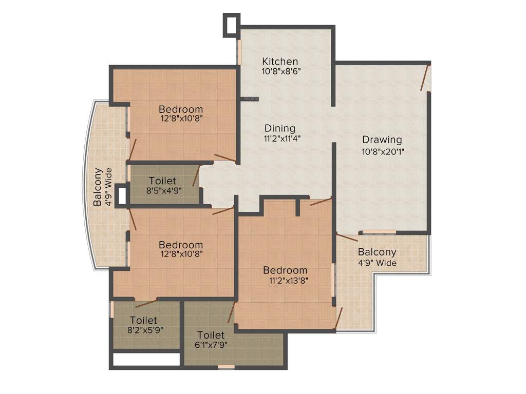 Supertech Emerald Court (3BHK+3T (1,750 sq ft) 1750 sq ft)