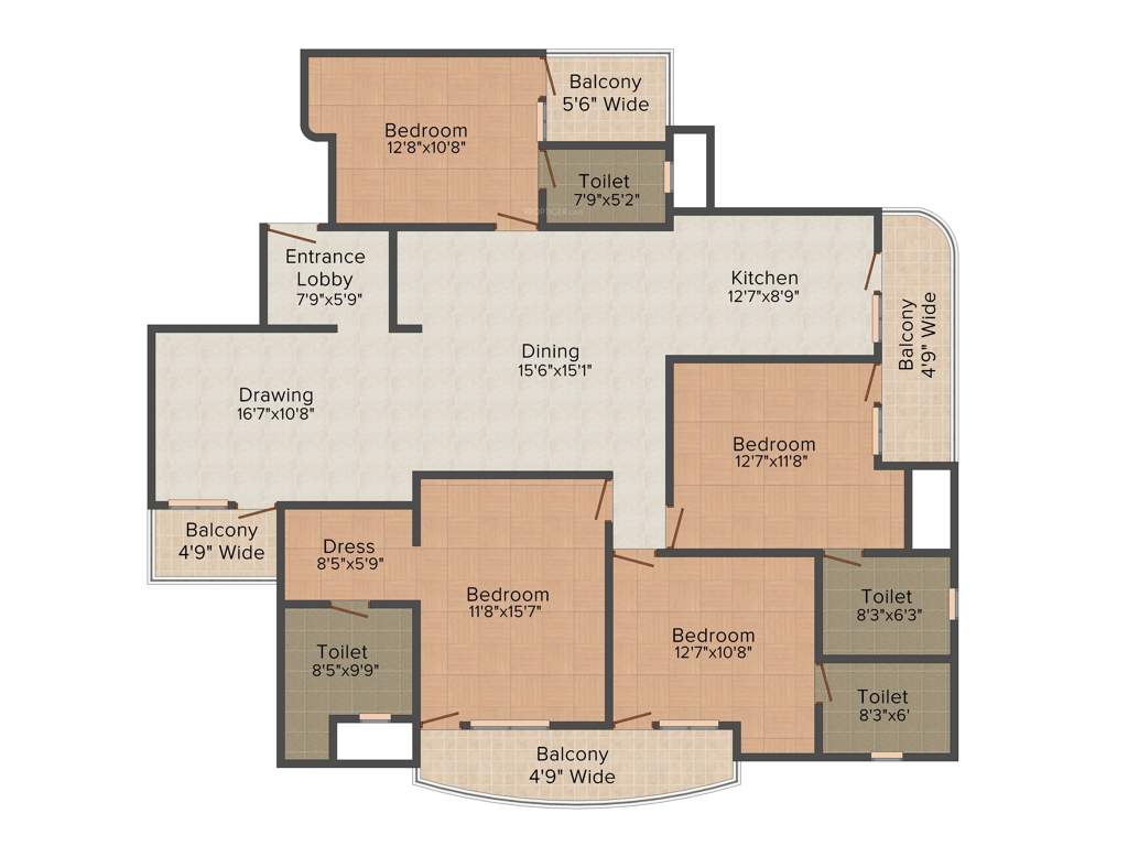 Supertech Emerald Court (4BHK+4T (2,535 sq ft) 2535 sq ft)