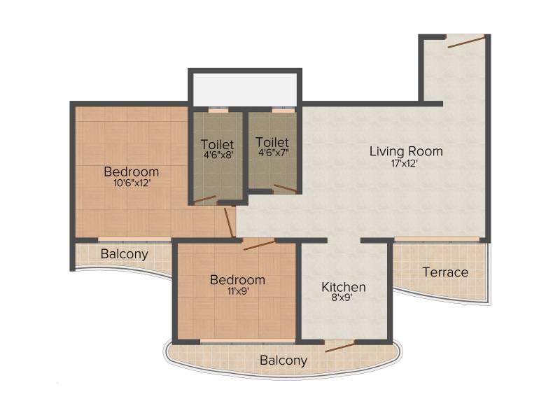 Paradise Sai Crystals (2BHK+2T (1,175 sq ft) 1175 sq ft)