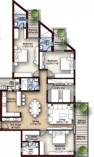 Krishvi Dhavala (4BHK+4T (2,451 sq ft) 2451 sq ft)