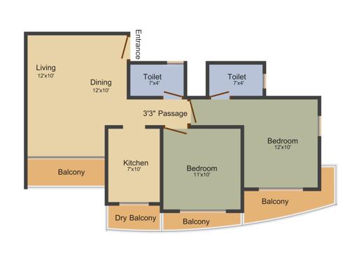 Atul Atul Madhukunj (2BHK+2T (1,015 sq ft) 1015 sq ft)