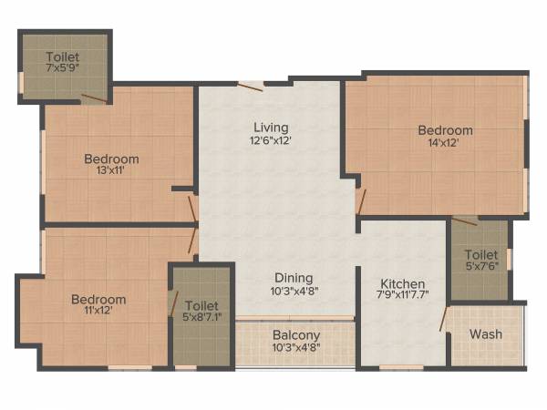 Rainbow Courtyard (3BHK+3T (1,420 sq ft) 1420 sq ft)