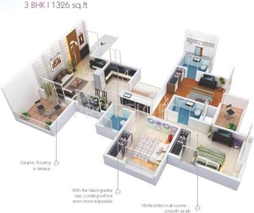Paramount Madhupushpa (3BHK+3T (1,326 sq ft) 1326 sq ft) Paramount Madhupushpa (3BHK+3T (1,326 sq ft) 1326 sq ft)