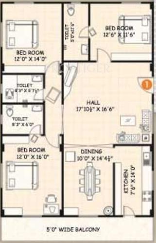 Vijay Icon (3BHK+3T (1,805 sq ft) 1805 sq ft)