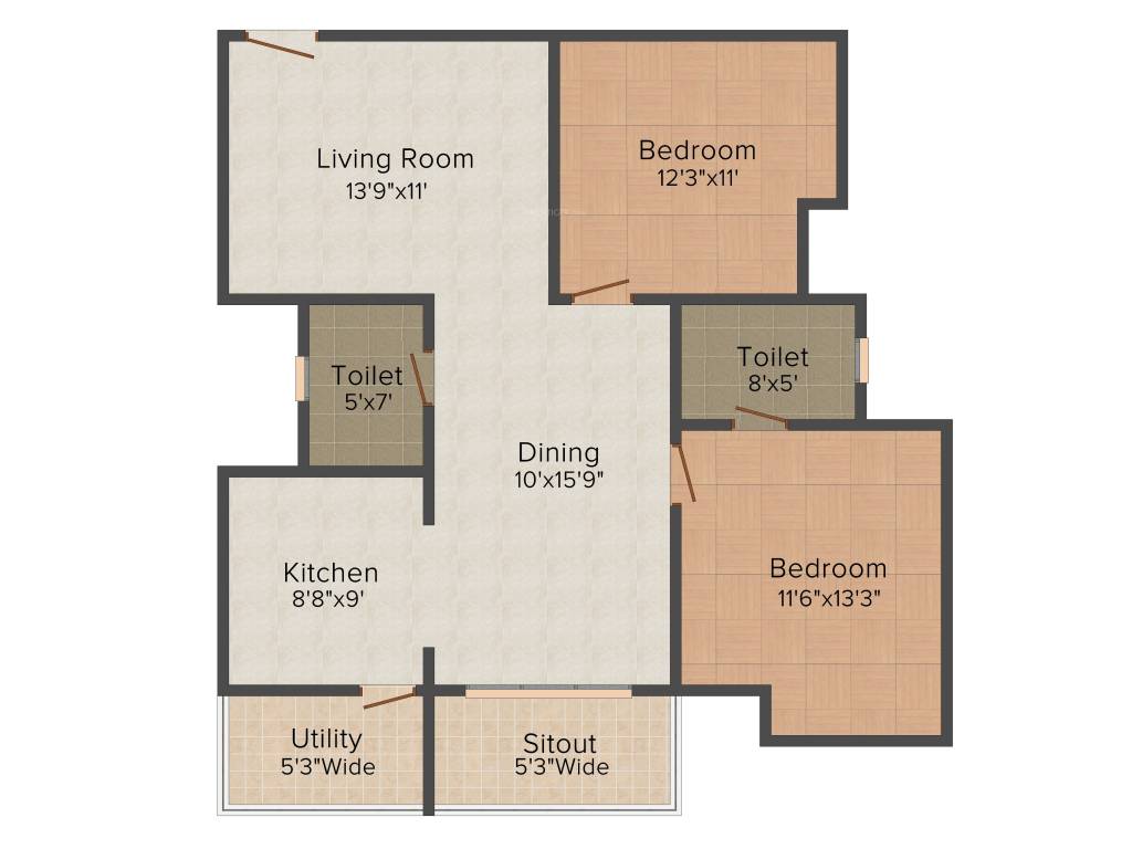 Lotus Petals (2BHK+2T (1,160 sq ft) 1160 sq ft)