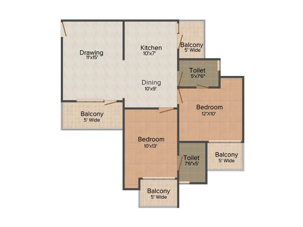 Civitech Sampriti (2BHK+2T (1,135 sq ft) 1135 sq ft)