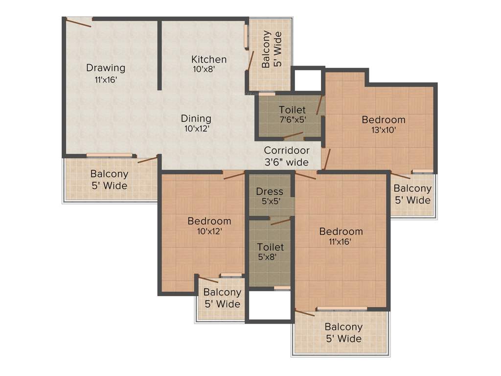 Civitech Sampriti (3BHK+2T (1,625 sq ft) 1625 sq ft)