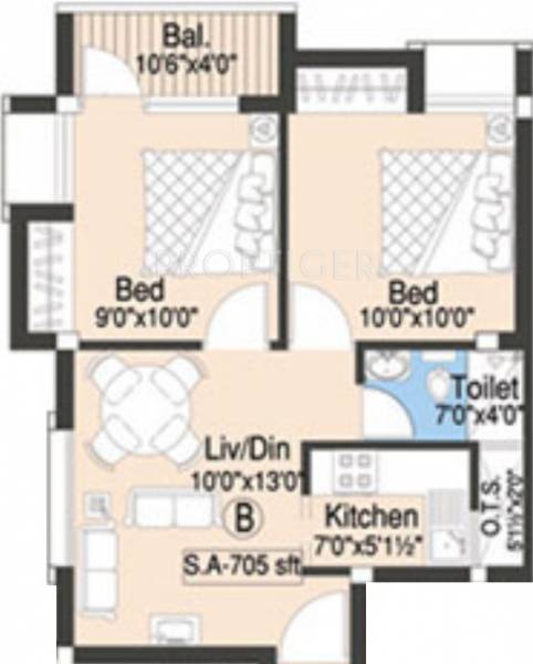 Anitech Thangam (2BHK+1T (705 sq ft) 705 sq ft)