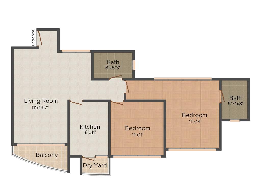 Confident Antlia III (2BHK+2T (1,185 sq ft) 1185 sq ft)