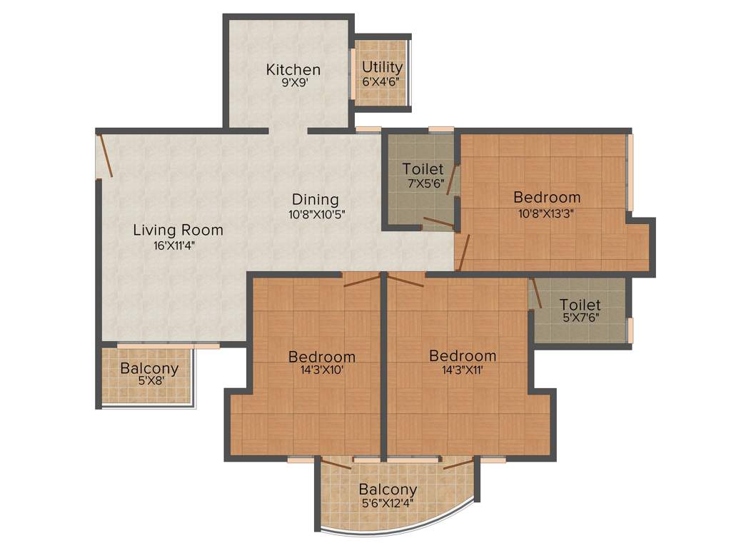 Tulip Petals (3BHK+3T (1,550 sq ft) 1550 sq ft)