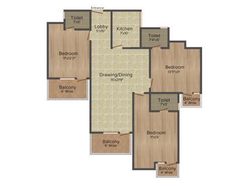 Parkwood Meadow Greens (3BHK+3T (1,488 sq ft) 1488 sq ft)