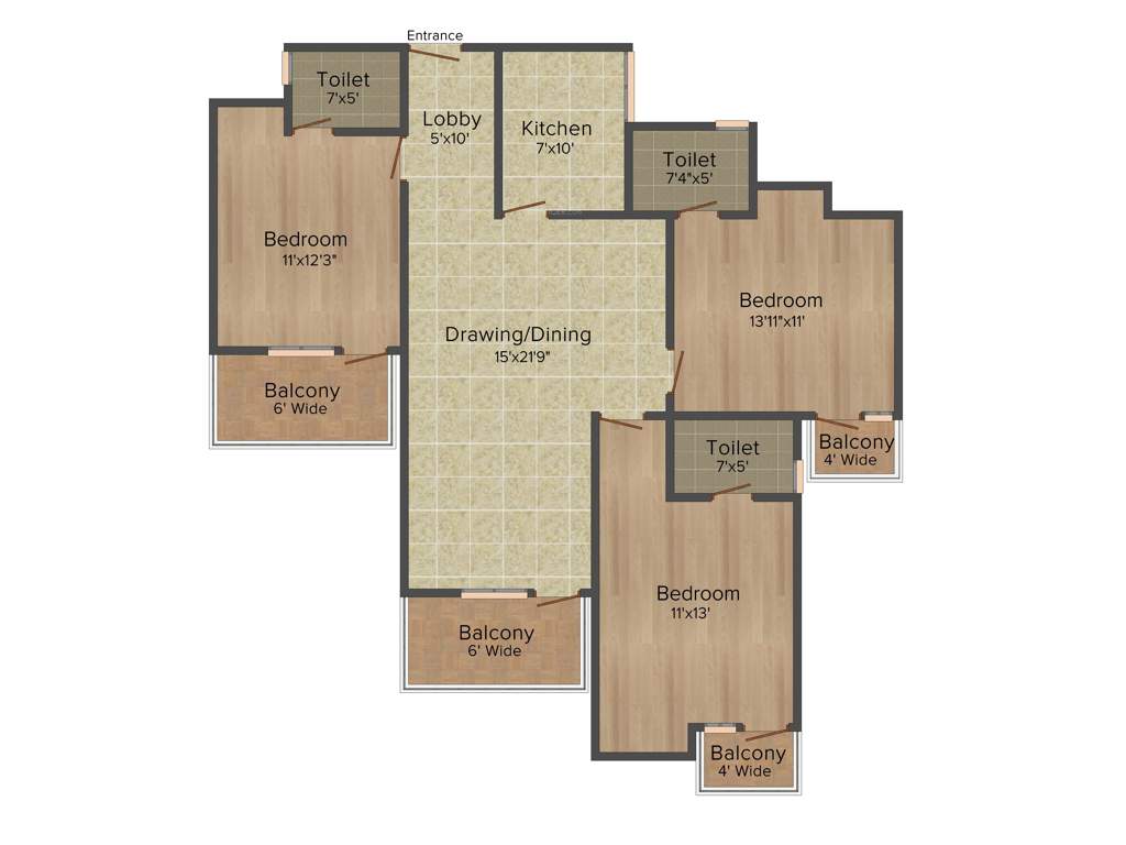Parkwood Meadow Greens (3BHK+3T (1,488 sq ft) 1488 sq ft)
