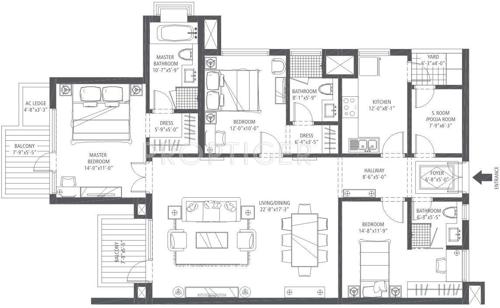 Emaar Palm Drive (3BHK+3T (1,950 sq ft) + Servant Room 1950 sq ft)