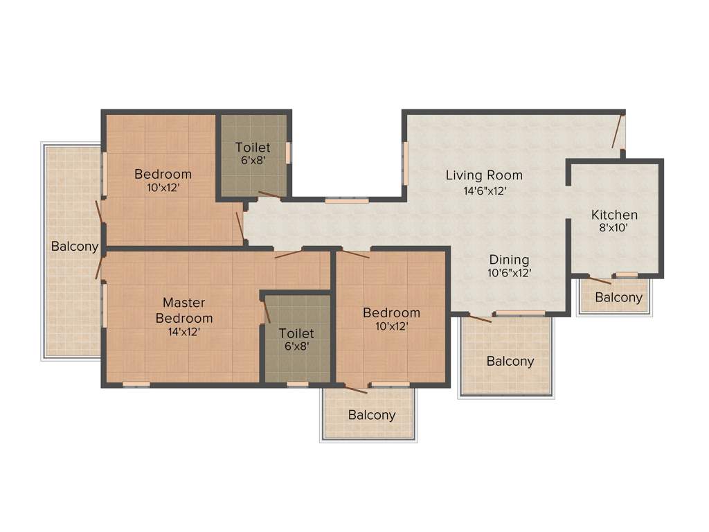 Ansal Heights (3BHK+2T (1,565 sq ft) 1565 sq ft)