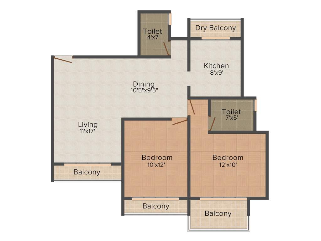 Paradise Sai Jewels (2BHK+2T (1,240 sq ft) 1240 sq ft)