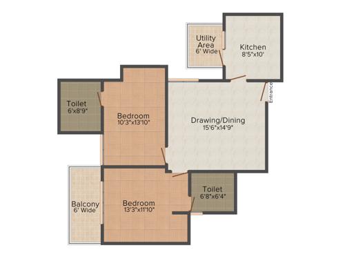 TDI Ourania (2BHK+2T (1,245 sq ft) 1245 sq ft)