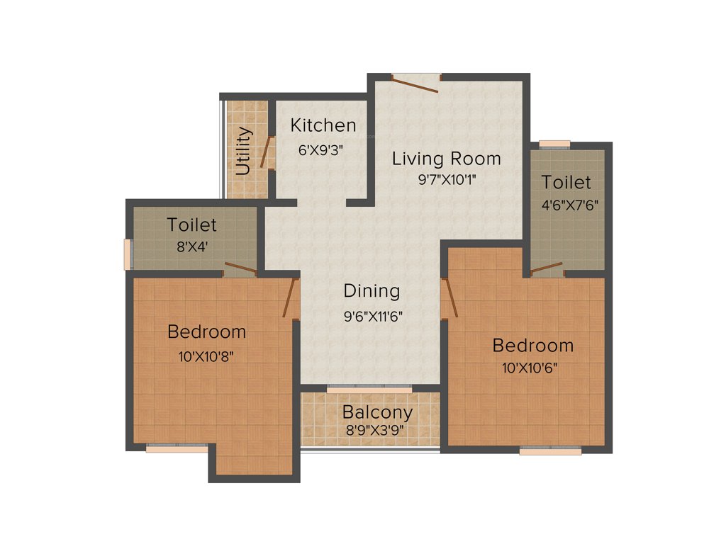 KG Centre Point Ph 1 And 2 (2BHK+2T (855 sq ft) 855 sq ft)