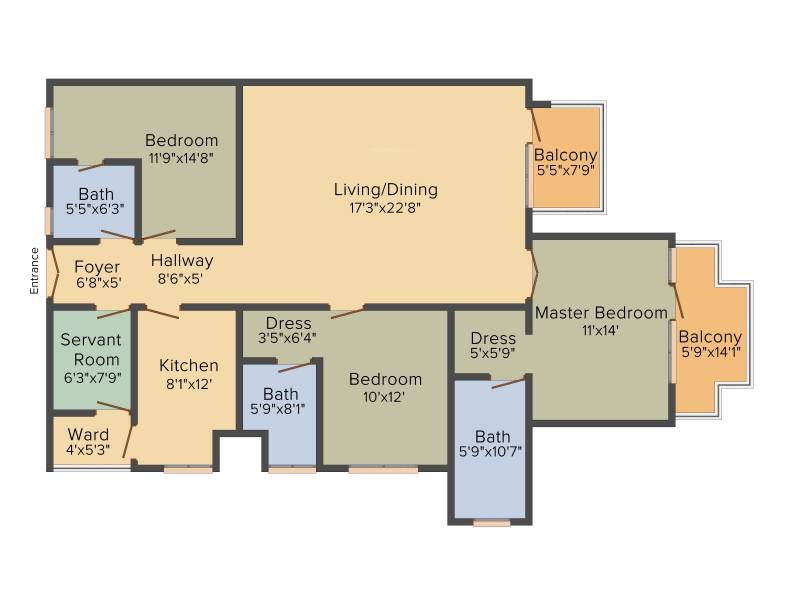 Emaar Premier Terraces (3BHK+3T (1,950 sq ft)   Servant Room 1950 sq ft)