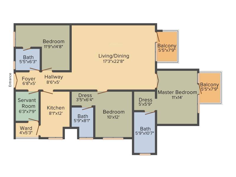 Emaar Premier Terraces (3BHK+3T (1,900 sq ft)   Servant Room 1900 sq ft)