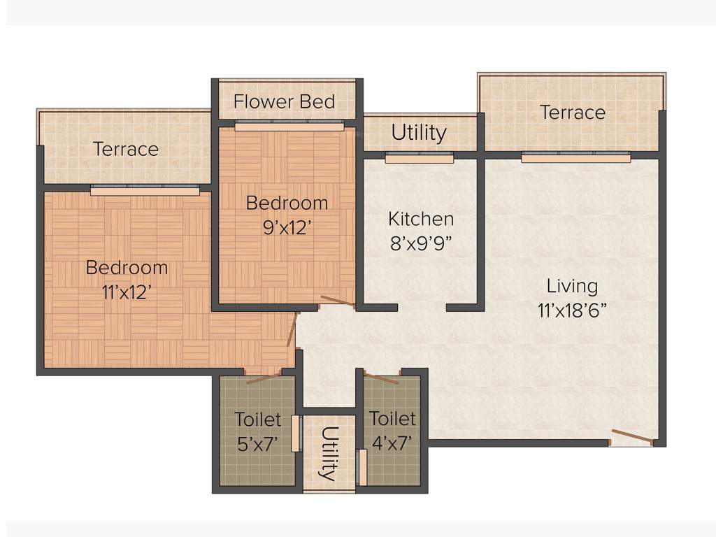 Juhi Bhumika Residency (2BHK+2T (1,249 sq ft) 1249 sq ft)