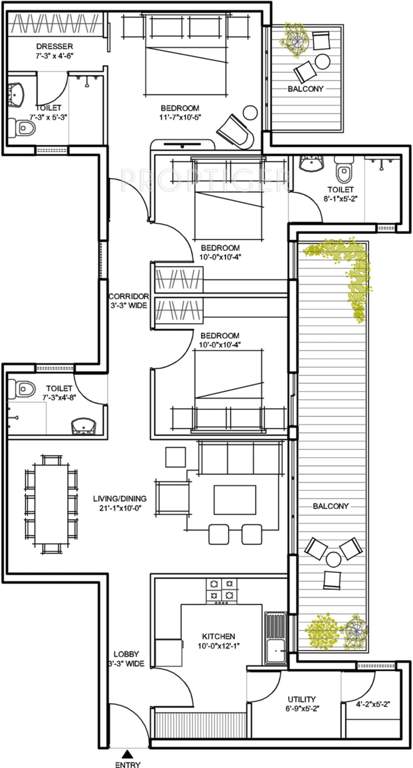 Spire Spire South (3BHK+3T (1,590 sq ft) 1590 sq ft)