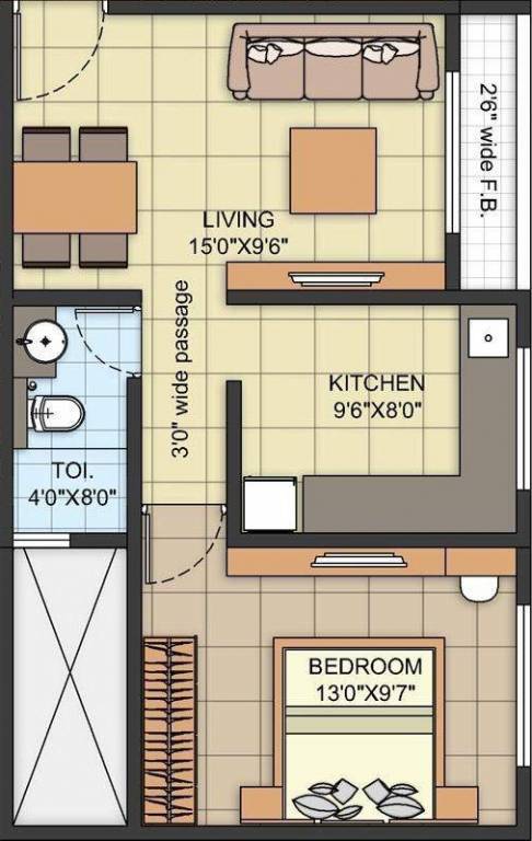 Swaraj Lagoona (1BHK+1T (608 sq ft) 608 sq ft)