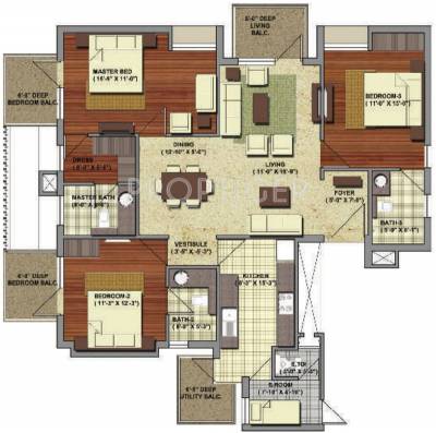 Conscient Heritage One (3BHK+4T (1,890 sq ft) + Servant Room 1890 sq ft) Conscient Heritage One (3BHK+4T (1,890 sq ft) + Servant Room 1890 sq ft)