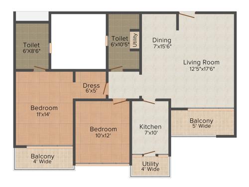 Landmark The Residency (2BHK+2T (1,350 sq ft) 1350 sq ft)