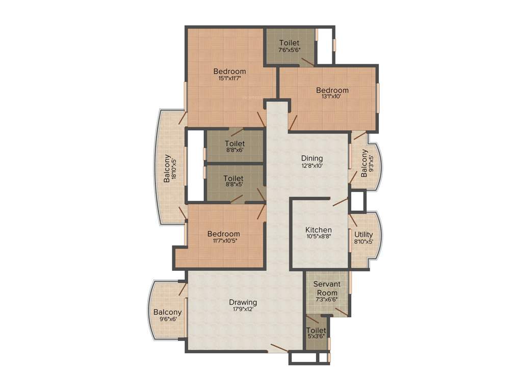 Akme Raaga (3BHK+3T (1,793 sq ft) Servant Room 1793 sq ft)