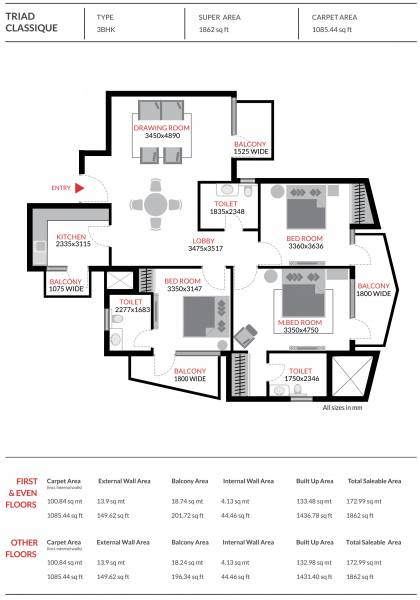Anant Maceo (3BHK+3T (1,862 sq ft) 1862 sq ft) Anant Maceo (3BHK+3T (1,862 sq ft) 1862 sq ft)