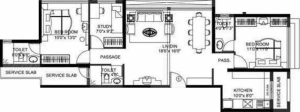 Rustomjee Urbania Astraea (2BHK+3T (1,265 sq ft)   Study Room 1265 sq ft)