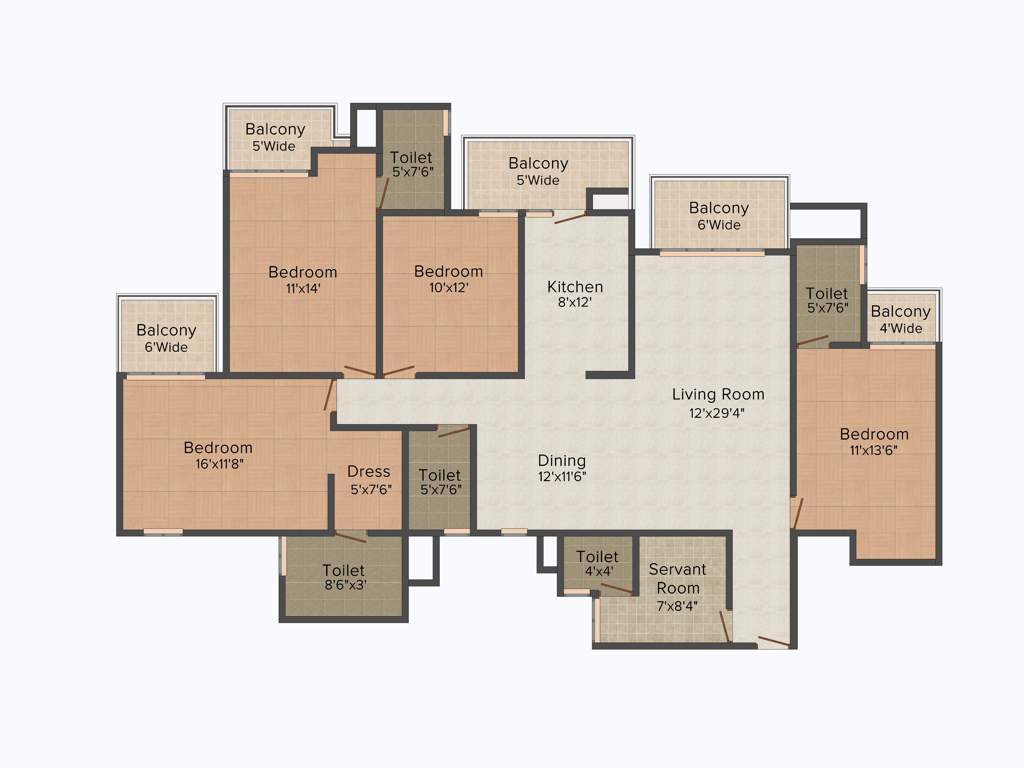 Satya The Hermitage (4BHK+4T (2,605 sq ft) + Servant Room 2605 sq ft)