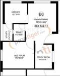 Antony Cedar (1BHK+1T (566 sq ft)   Study Room 566 sq ft)