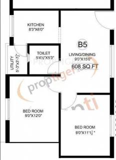 608 sq ft 2 BHK Floor Plan Image - Antony Associates Cedar Available for  sale 