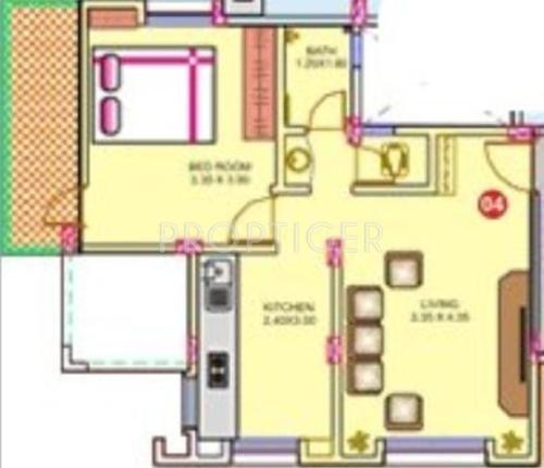 Achalare Realtors Basil Garden Floor Plan (1BHK+1T)