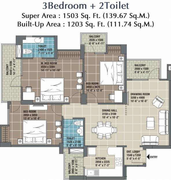 RG Residency (3BHK+2T (1,503 sq ft) 1503 sq ft)