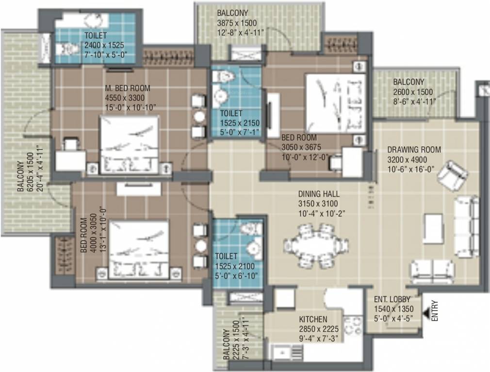 RG Residency (3BHK+3T (1,670 sq ft) 1670 sq ft)